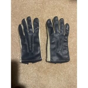 Ladies Fownes Stitched, Gloves Blue And Cream, Small